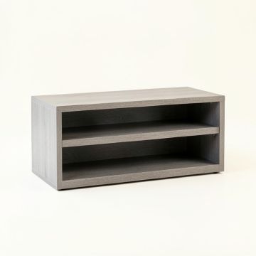 Vale Arc Low Bookcase - Gray (synthetic illustration; no displayed measurements)
