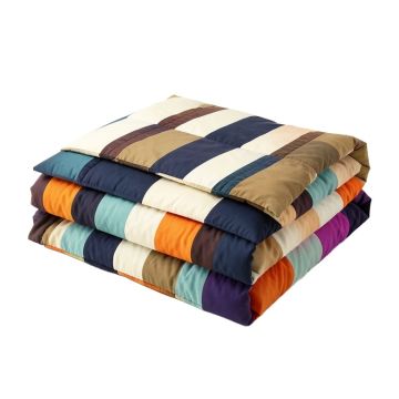 Sohil Multicolor Reversible Striped Cotton Quilt Set