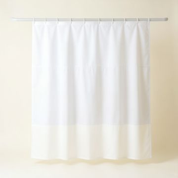 Linden Arc Shower Curtain Hanging Flat From A Plain Rod (synthetic illustration; no displayed measurements)