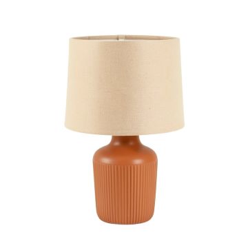 Birch Brook Table Lamp With A Plain Fabric Shade - Terracotta