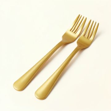 Golden Secrets Gold Plastic Disposable Forks (synthetic illustration; no displayed measurements)