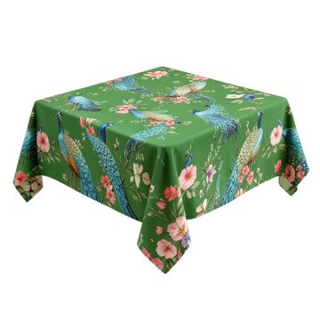Vision Watercolor Peacocks And Flowers Tablecloth