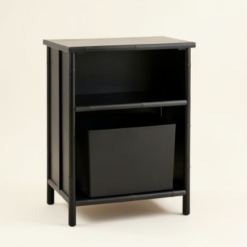 Aspen Bluff Freestanding Pull-Out Hamper Cabinet - Black (synthetic illustration; no displayed measurements)