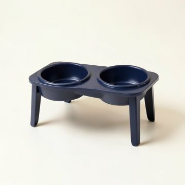 Reed Brook Pet Feeding Stand With Two Plain Empty Bowls - Navy (synthetic illustration; no displayed measurements)