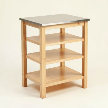 London 3 Tier Kitchen Cart With Stainless Steel Top (synthetic illustration; no displayed measurements)
