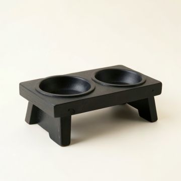 Pine Bluff Pet Feeding Stand With Two Plain Empty Bowls - Black (synthetic illustration; no displayed measurements)