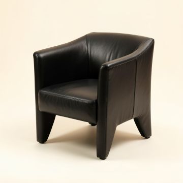 Bartram Leather Upholstered Side Chair In Black (synthetic illustration; no displayed measurements)