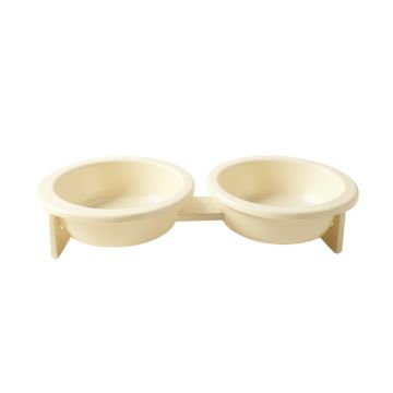 Ash Field Pet Feeding Stand With Two Plain Empty Bowls - Ivory