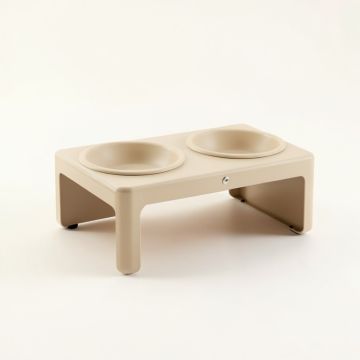 River Canyon Pet Feeding Stand With Two Plain Empty Bowls - Beige (synthetic illustration; no displayed measurements)