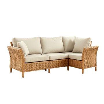 Hodge 3 Piece Teak Sofa Set With Sunbrella Cushions