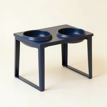 Clay Branch Pet Feeding Stand With Two Plain Empty Bowls - Navy (synthetic illustration; no displayed measurements)