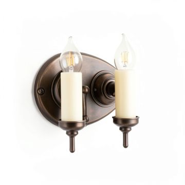 Mignon Farmhouse 2-Light Dimmable Vintage Ash With Oil Burnished Bronze Candle Wall Light (synthetic illustration; no displayed measurements)