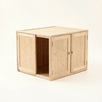 Fern Falls Empty Furniture-Style Litter Enclosure - Beige (synthetic illustration; no displayed measurements)