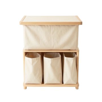 Slate Crossing Laundry Sorting Station With Plain Removable Bags - Beige