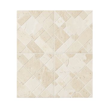 Ivory French Pattern Tumbled 16 '' X 24 '' Travertine Random Mosaic Wall & Floor Tile