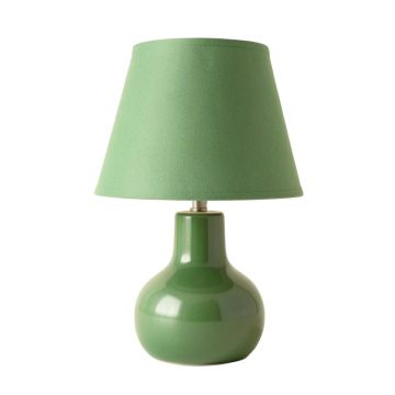 Wren Dale Table Lamp With A Plain Fabric Shade - Green