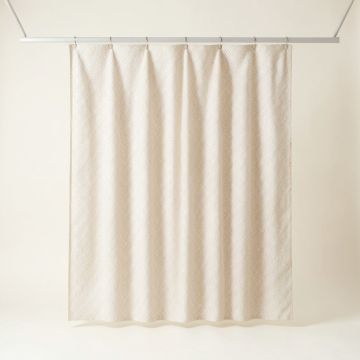 Stone Bluff Shower Curtain Hanging Flat From A Plain Rod - Ivory (synthetic illustration; no displayed measurements)