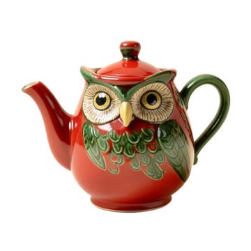 Manolla Owl 24 Oz . Earthenware Teapot