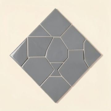 Trapezoid Random Sized Glass Mosaic Tile In Glossy Gray (synthetic illustration; no displayed measurements)