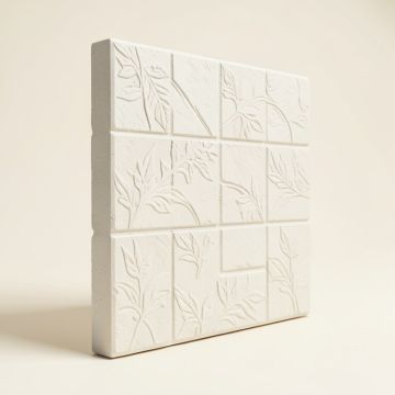 235.2 '' X 19.6 '' Blocks Brick 3D Embossed Plant Fibres Wall Paneling Off-White (synthetic illustration; no displayed measurements)