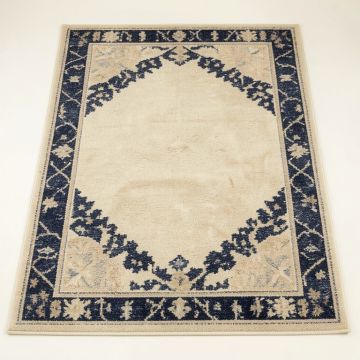 Khoe Century Home Good Ivory/Navy Blue/Beige Area Rug (synthetic illustration; no displayed measurements)