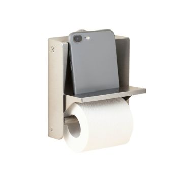 Double Roll Stainless Steel Wall Mount Toilet Paper Holder With Phone Shelf