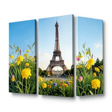 Vegetation Near Eiffel Tower - 3 Piece Wall Art On Wrapped Canvas Set (synthetic illustration; no displayed measurements)