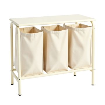 Moss Bend Laundry Sorting Station With Plain Removable Bags - Cream
