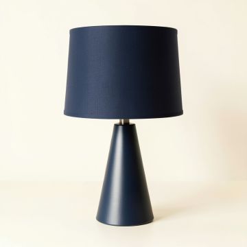 Maple Bend Table Lamp With A Plain Fabric Shade - Navy (synthetic illustration; no displayed measurements)