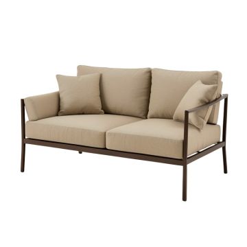Keiran Patio Sofa With Sunbrella Cushions (synthetic illustration; no displayed measurements)