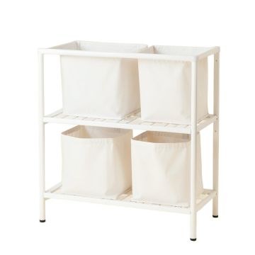 Meadow Brook Laundry Sorting Station With Plain Removable Bags - White