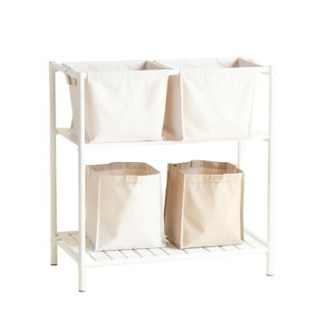 Oak Arc Laundry Sorting Station With Plain Removable Bags - White