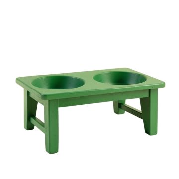 Spruce Bluff Pet Feeding Stand With Two Plain Empty Bowls - Green