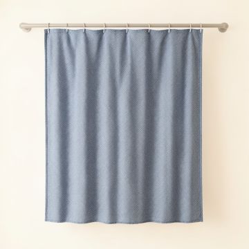 River Branch Shower Curtain Hanging Flat From A Plain Rod - Blue (synthetic illustration; no displayed measurements)
