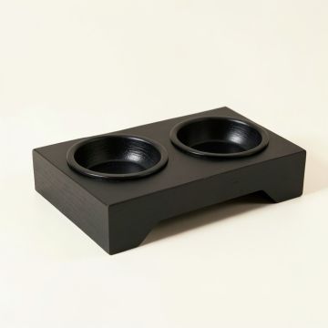 Laurel Brook Pet Feeding Stand With Two Plain Empty Bowls - Black (synthetic illustration; no displayed measurements)