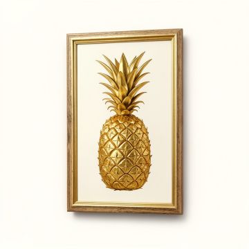 The Gold Pineapple - Picture Frame Graphic Art Print On Wood (synthetic illustration; no displayed measurements)