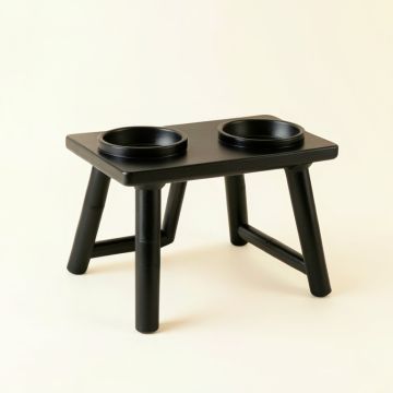 Laurel Arc Pet Feeding Stand With Two Plain Empty Bowls (synthetic illustration; no displayed measurements)