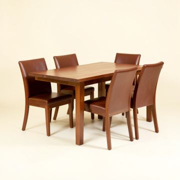Adelma 5 - Piece Rubberwood Solid Wood Dining Set (synthetic illustration; no displayed measurements)