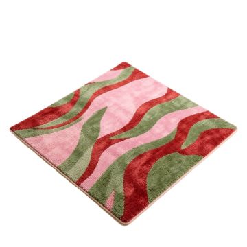 Ombre Hand Drawn Waves Pink/Red/Green Area Rug
