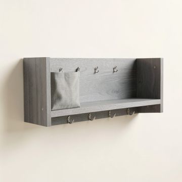 Ash Crossing Wall-Mounted Entryway Organizer Shelf - Gray (synthetic illustration; no displayed measurements)