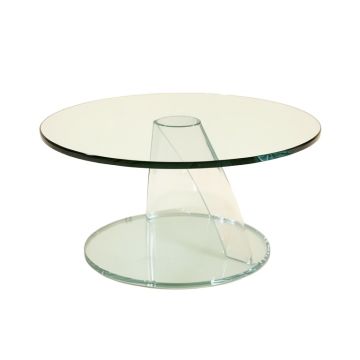 Umana Modern Round Glass And Faux Crystal Coffee Table