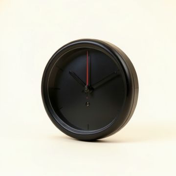 Indoor/Outdoor 14-Inch Round Dial Clock W/Thermometer-Black (synthetic illustration; no displayed measurements)