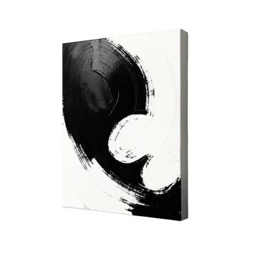 Abstract Halfway In Black And White Paint - Wrapped Canvas Graphic Art Print