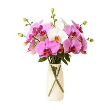 Dancing Lady Silk Orchid Floral Arrangement In Vase