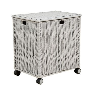 Vidaxl 0 Gallons Gallon Water Resistant Acacia Wicker Deck Box With Wheels In Light Grey