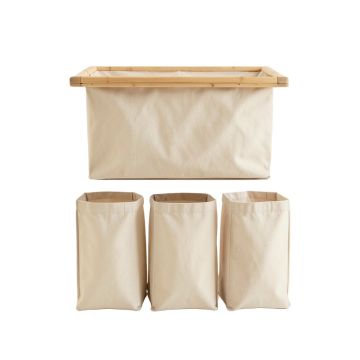 Fern Bluff Laundry Sorting Station With Plain Removable Bags - Beige