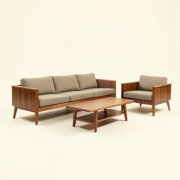 Mid Century Modern 3 Piece Living Room Set (synthetic illustration; no displayed measurements)