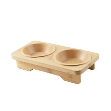 Flint Falls Pet Feeding Stand With Two Plain Empty Bowls - Beige