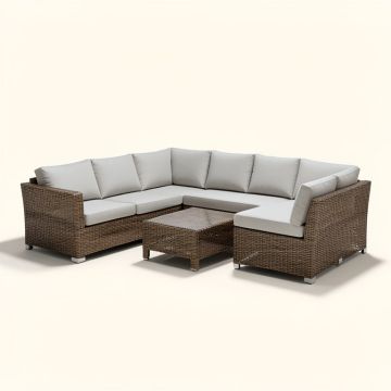 Anurag Patio Outdoor 7 Piece Rattan Sectional Seating Group With Cushions (synthetic illustration; no displayed measurements)