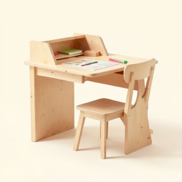 Glaser Kids Writing Desk And Chair Set With Kids Hutch (synthetic illustration; no displayed measurements)